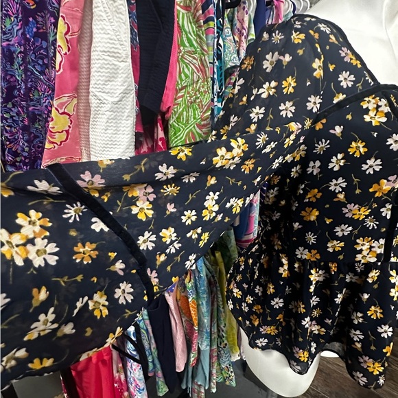 Madewell Yellow and Blue Peplum Blouse - Picture 3 of 11